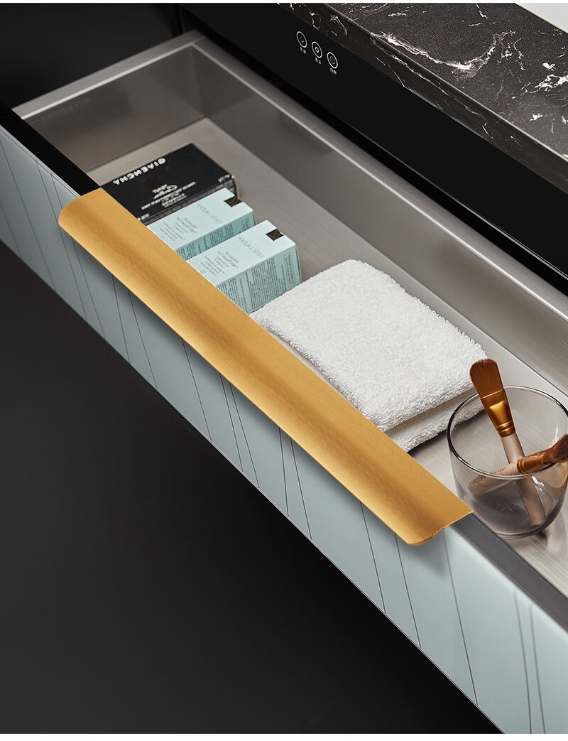 固特隐形黑色拉手免打孔现代简约抽屉衣橱柜门暗拉手加长黑色把手