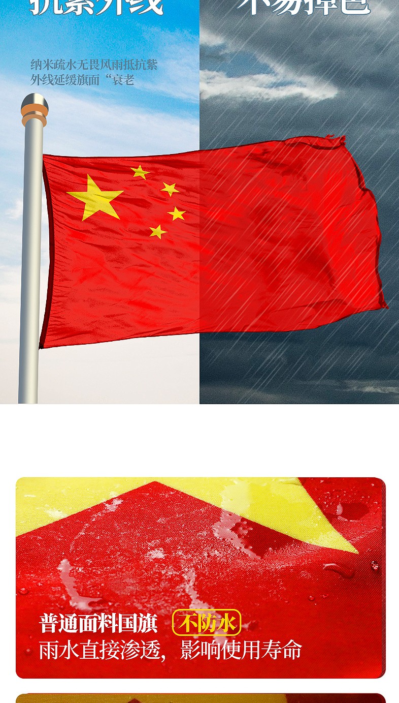 派榜标准1号国旗纳米防水中国国旗五星红旗中秋国庆节布置装饰超大