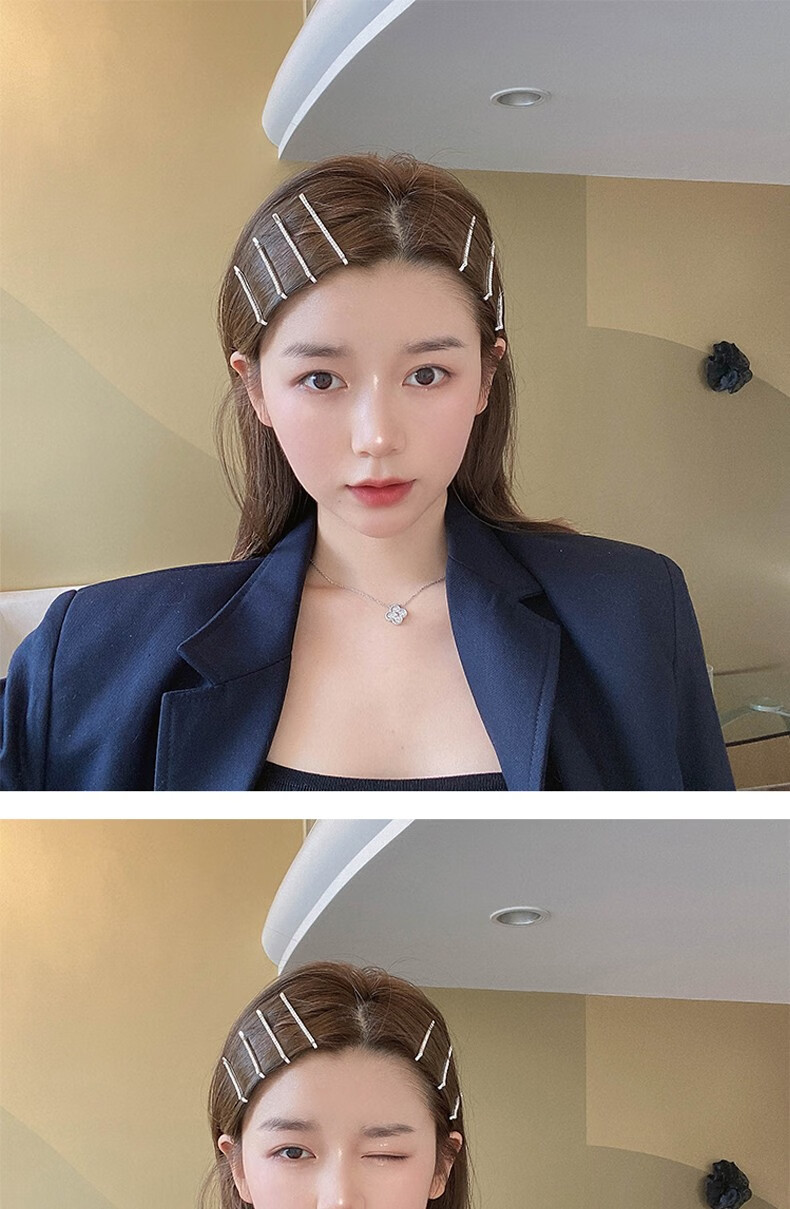 贝仑薇jennie同款超闪甜酷少女满钻发夹水钻发卡一字夹简约网红ins边
