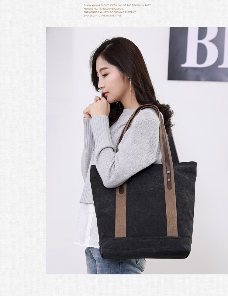 帆布包女单肩手提大容量轻便纯色简约布兜布袋女士休闲背包上班通勤包