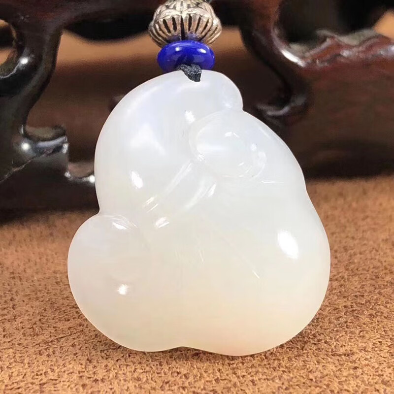 慈心缘 脂白和田玉籽料如意吊坠 玉质细腻温润男女玉坠项链挂件玉牌