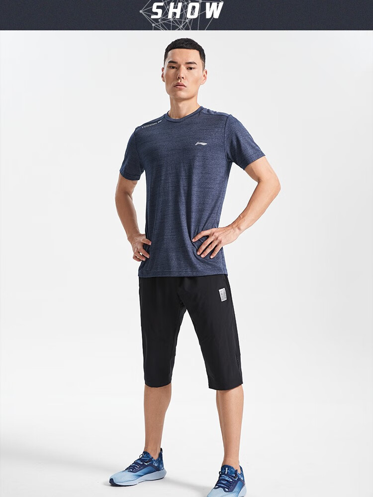 李宁七分运动裤2020训练系列男子平口七分运动裤akqq045