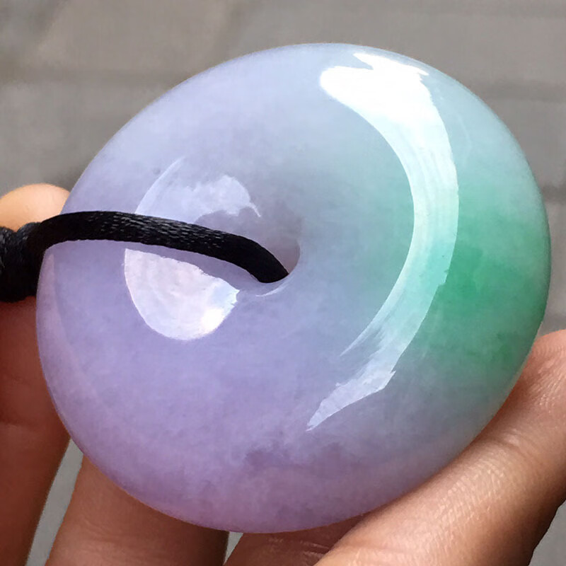 源头翡翠 翡翠春彩大平安扣吊坠缅甸天然翡翠玉石挂件珠宝首饰项链