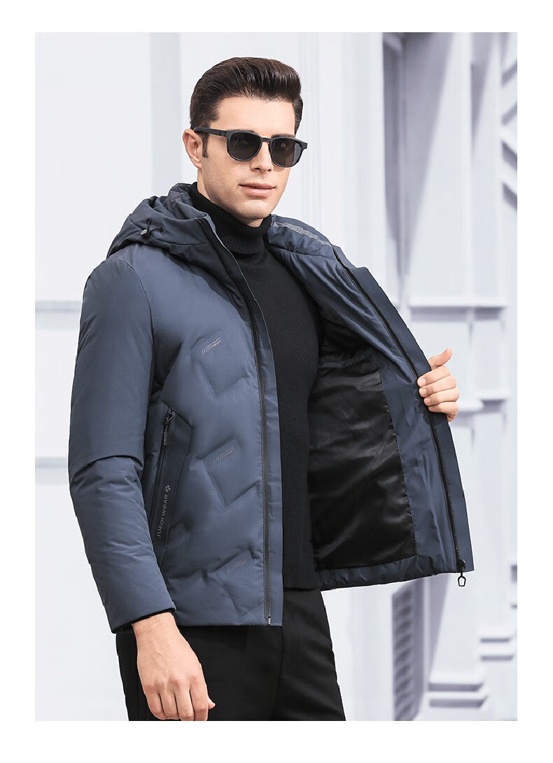 虎都羽绒服男冬季加厚保暖连帽外套青年轻便衣服hdmy001 藏青 m