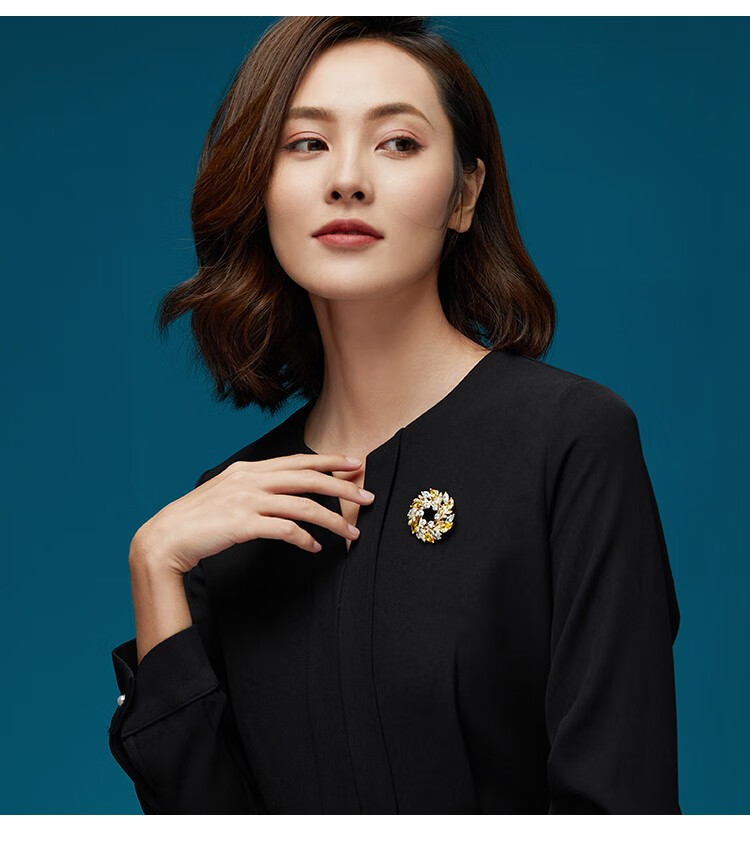 bazinga奥地利锆石胸针气质女士西服外套大衣配饰职场年会晚宴款丝巾