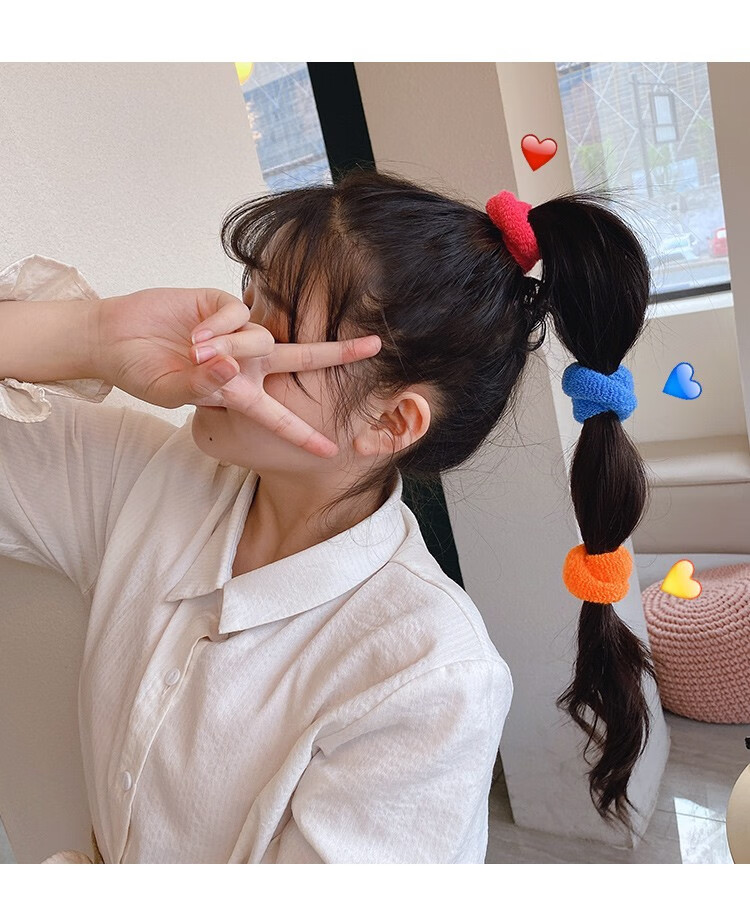 ins风彩色网红森系毛巾粗发圈扎头马尾皮筋头绳大肠发绳绑发带女 糖果