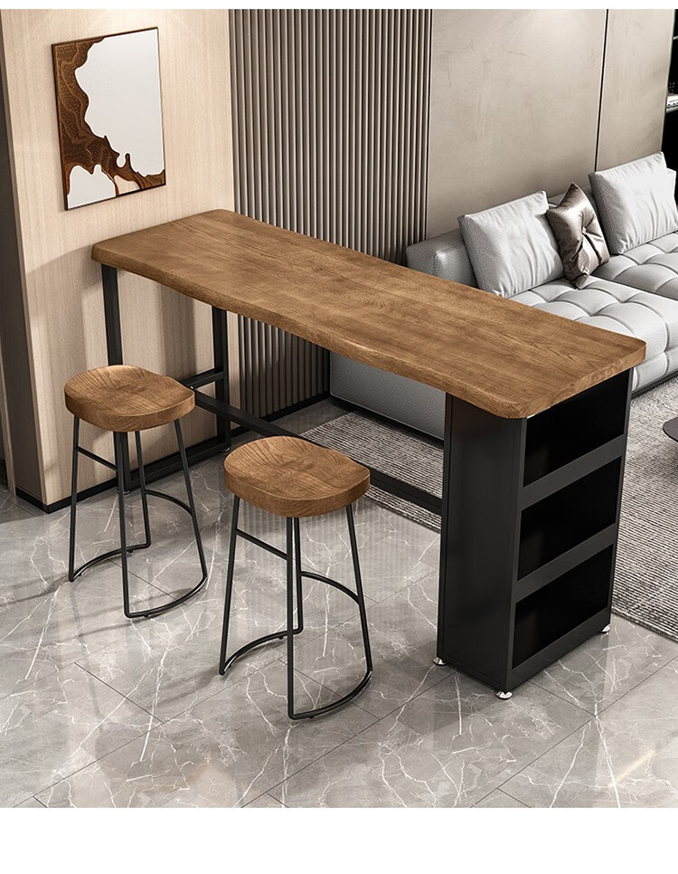 豪星达 实木吧台桌家用隔断小吧台置物柜酒柜小户型厨房靠墙阳台长条