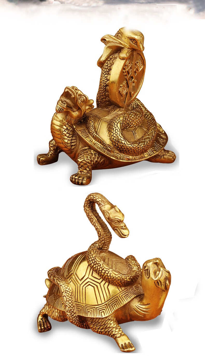 泰山祥云阁 龙龟玄武工艺品 装饰客厅摆件四灵兽用品 玄武小号高12cm