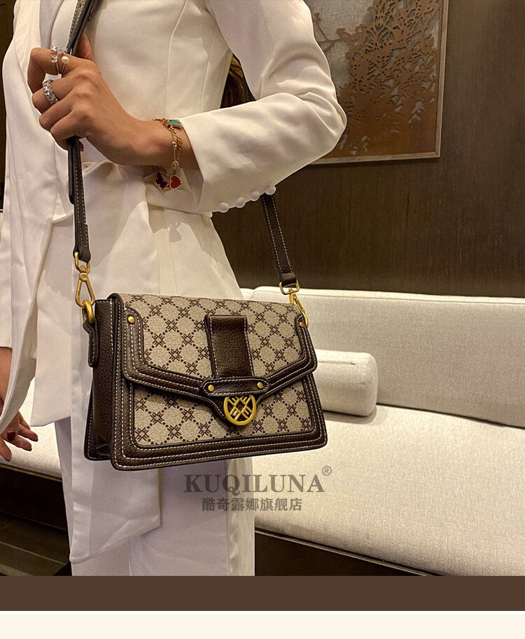 酷奇包包女包奢侈品女士包包经典老花小方包轻奢单肩斜挎包送女友生日