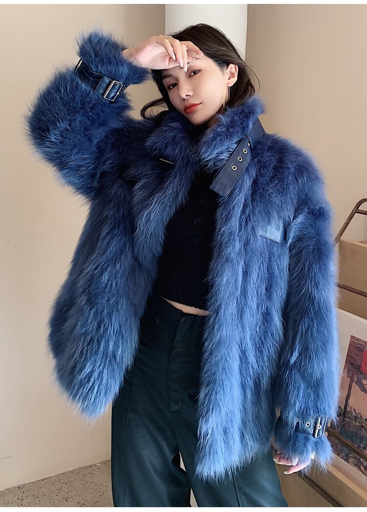 澳尔润海宁狐狸毛皮草外套女中长款2020秋冬新款机车款真皮毛一体 215