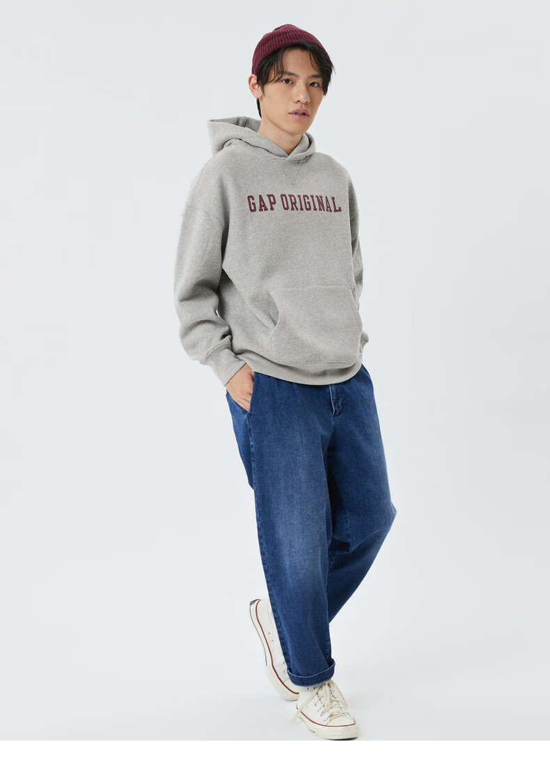 gap 男女装秋季2022新款logo宽松潮流休闲卫衣448310厚情侣连帽衫 皮