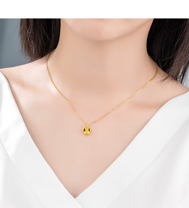 金六·福款式 金鼠挂坠999足金可爱鼠转运珠黄金吊坠小老鼠本命年金3d