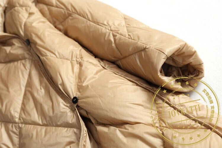 jovkatti品牌女装高端大鹅绒羽绒服女2021年新款韩版时尚中长款侧开襟