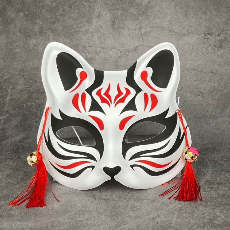 狐狸面具半脸古风日式萤火之森二次元动漫和风狐狸流苏手绘彩绘猫脸