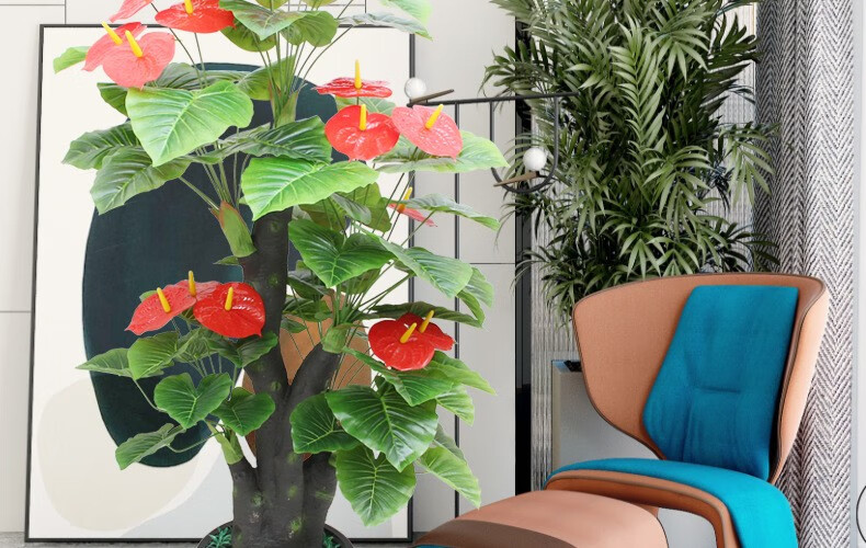 假花仿真花客厅摆件大型红掌盆景摆设塑料花落地花卉室内装饰植物盆栽