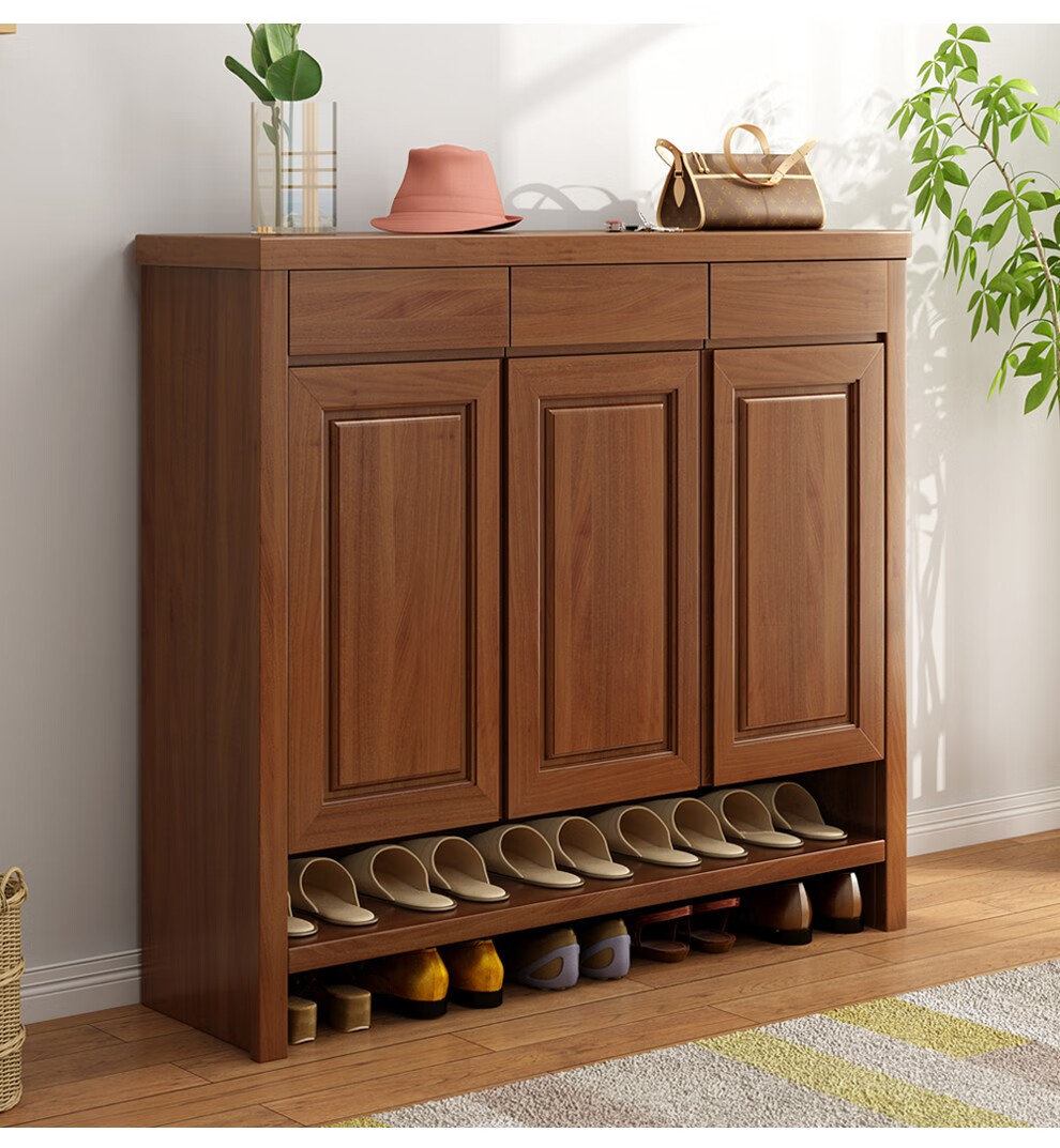 鞋柜玄关柜客厅2门平开门多层鞋柜隔断柜 客厅家具 8830款柚木色 两门