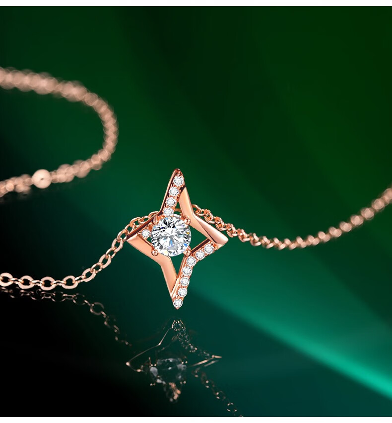 小众吊坠首饰学情人节生日礼物北极星项链玫镶施华洛世奇锆石真爱礼盒