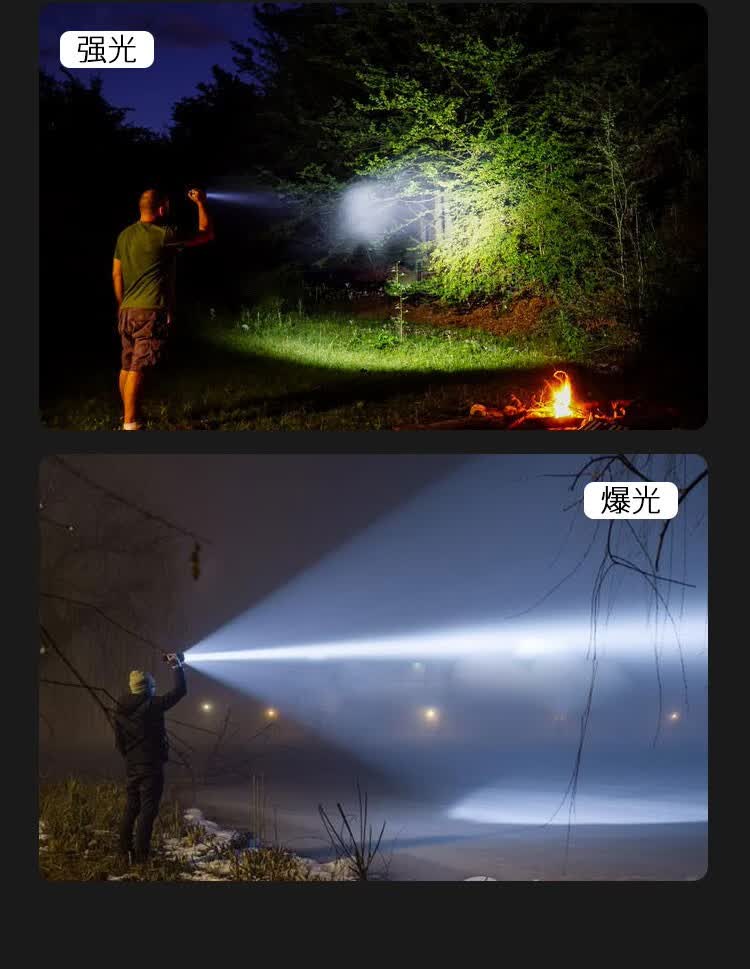 森林虎580 强光手电筒大功率 可充电式防水超长续航时间手电 户外巡逻
