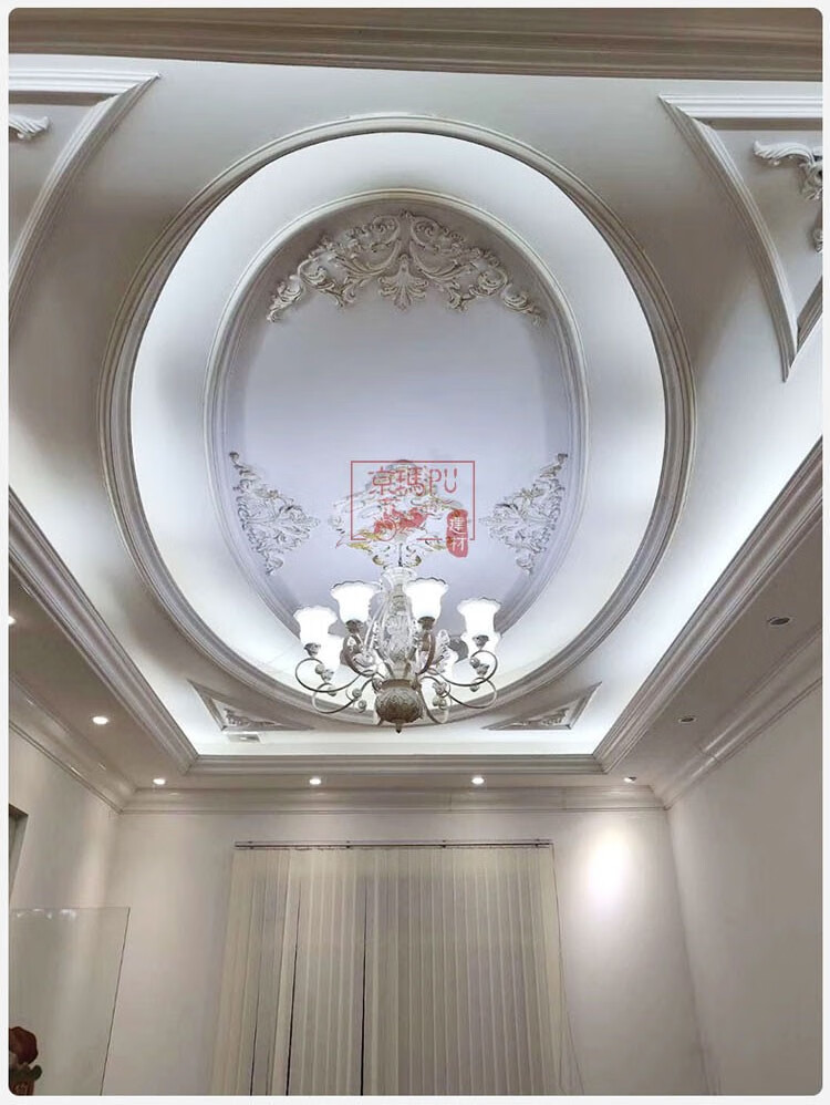 灯盘灯池仿石膏灯盘欧式天花房顶吊顶装饰菱形吊灯灯座雕花pu灯盘 d款