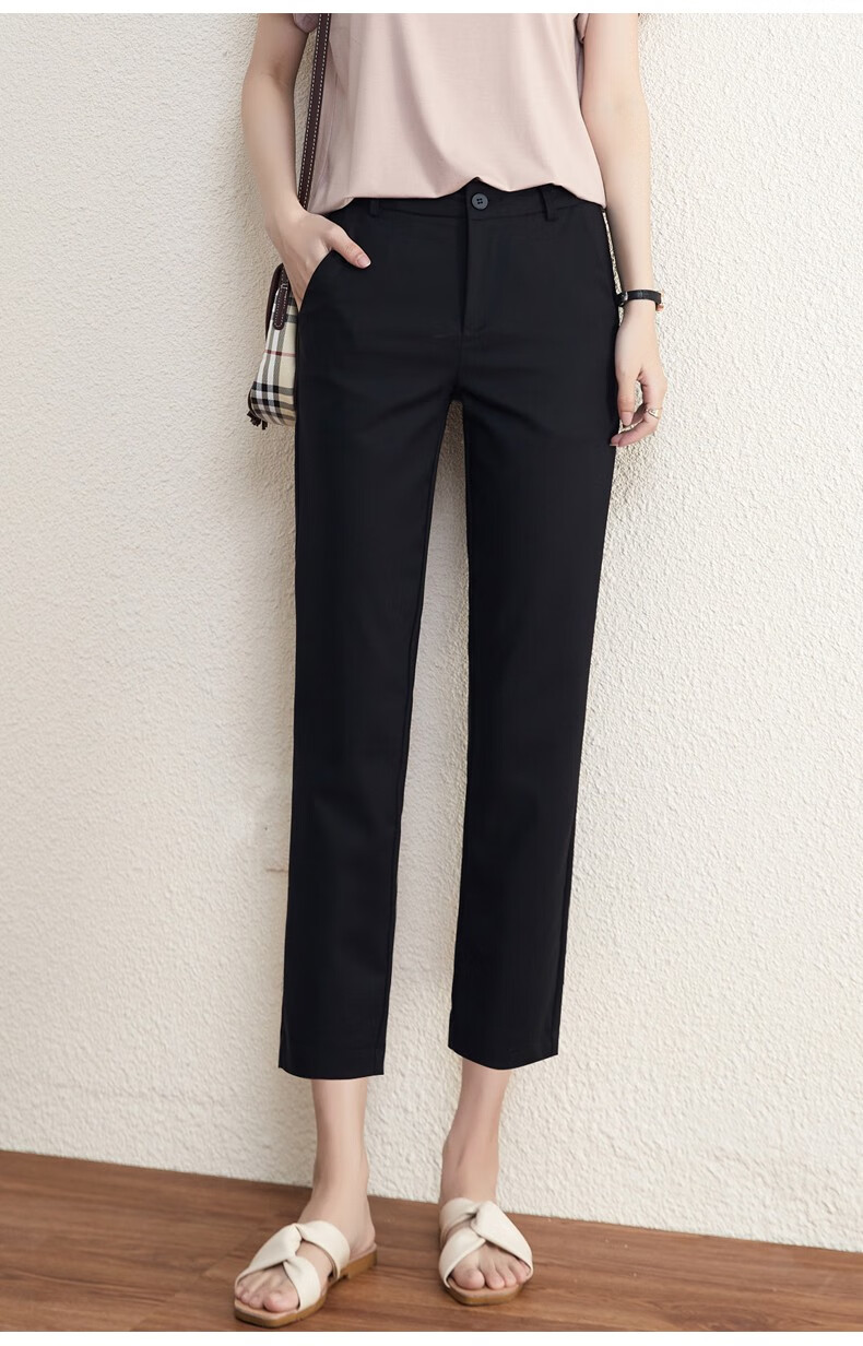 名曼妮西装裤女八分裤女裤垂感西裤小脚裤直筒子高腰烟管裤工作裤小