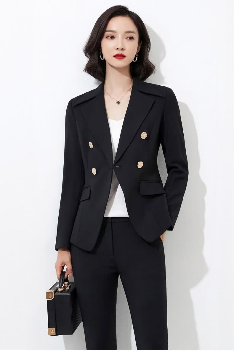 杜莎菲尼dosrfini品牌高端职业套装女西装秋冬时尚气质商务正装黑色