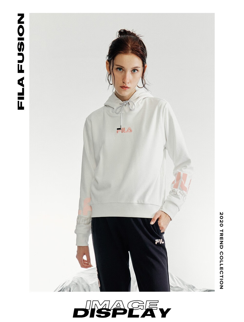 fila fusion 斐乐 女子连帽卫衣 2020秋季新款时尚运动潮流女装 浅棕