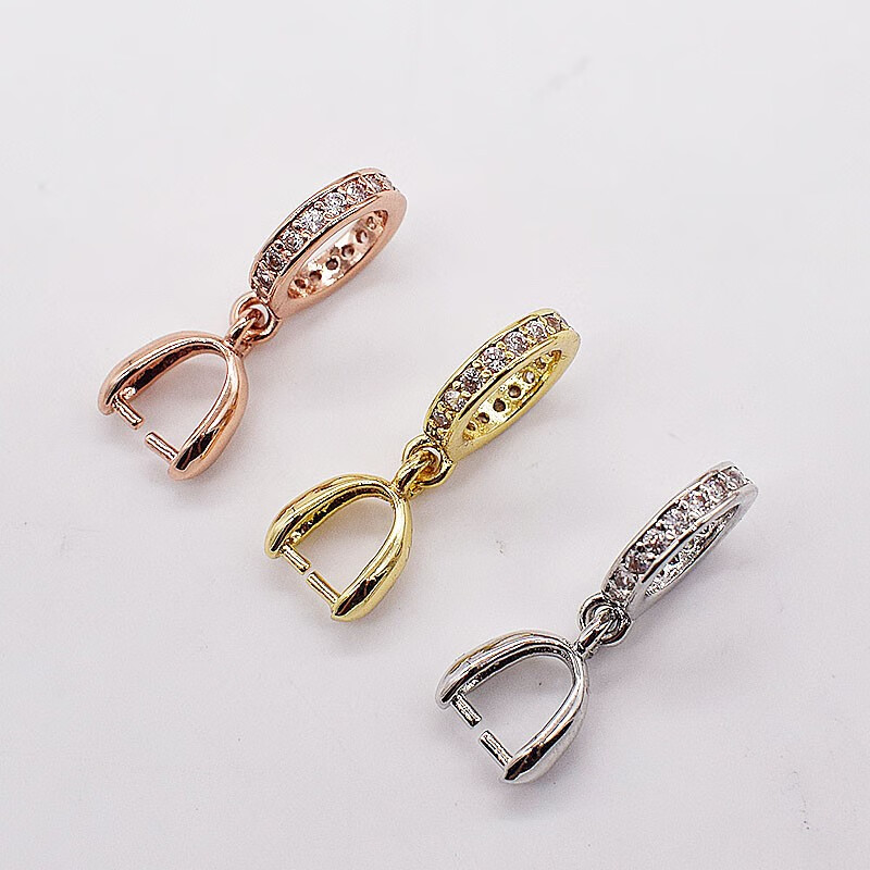 吊坠扣头瓜子扣玉坠夹扣diy玉扣翡翠项链扣头扣子b款白金色1个