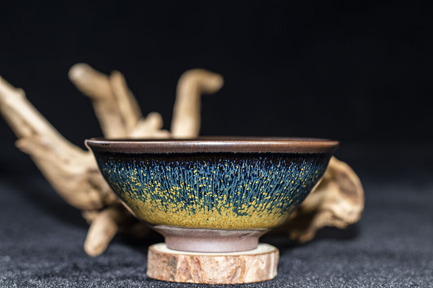 柴烧花月夜蓝毫金星陈国良建阳建盏主人杯口径93i951118