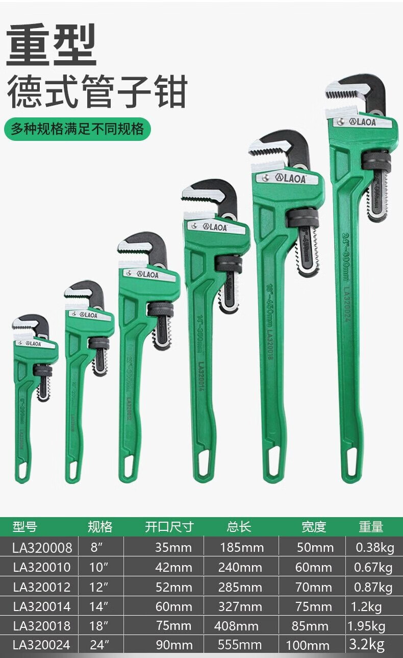 老a(laoa)重型家用管子钳扳手大号小管钳子压力钳快速水管钳圆管钳