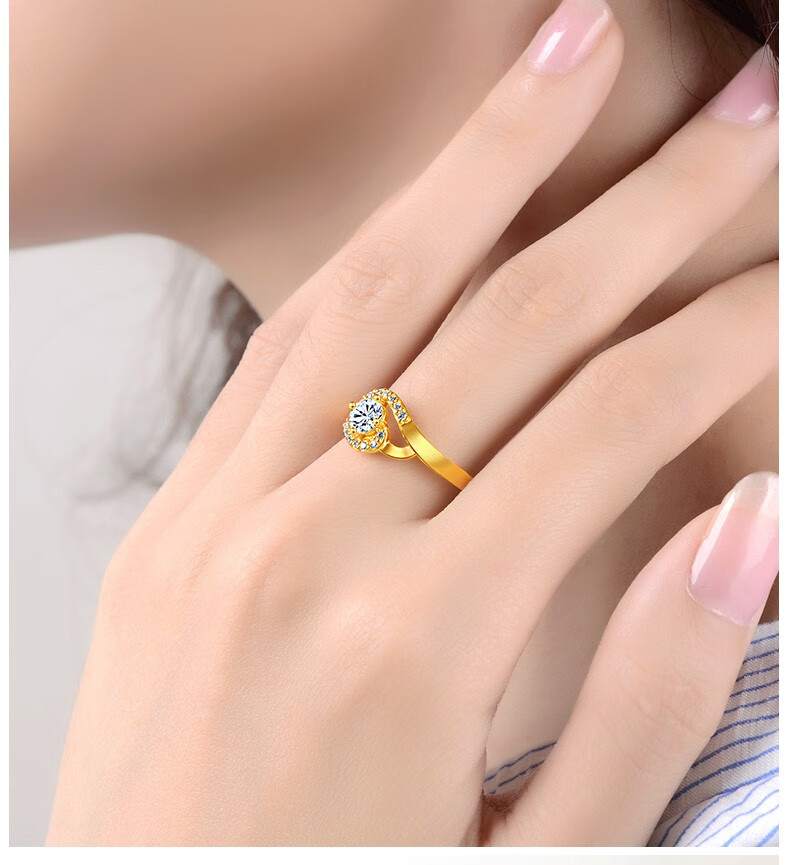 施菲奥利品牌黄金戒指女款999足金2023新款3d硬金结婚戒指礼物送女友