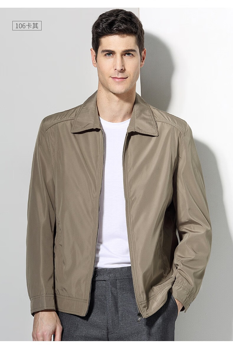 罗蒙夹克衫男2021秋季新款中青年商务休闲纯色百搭休闲夹克外套106