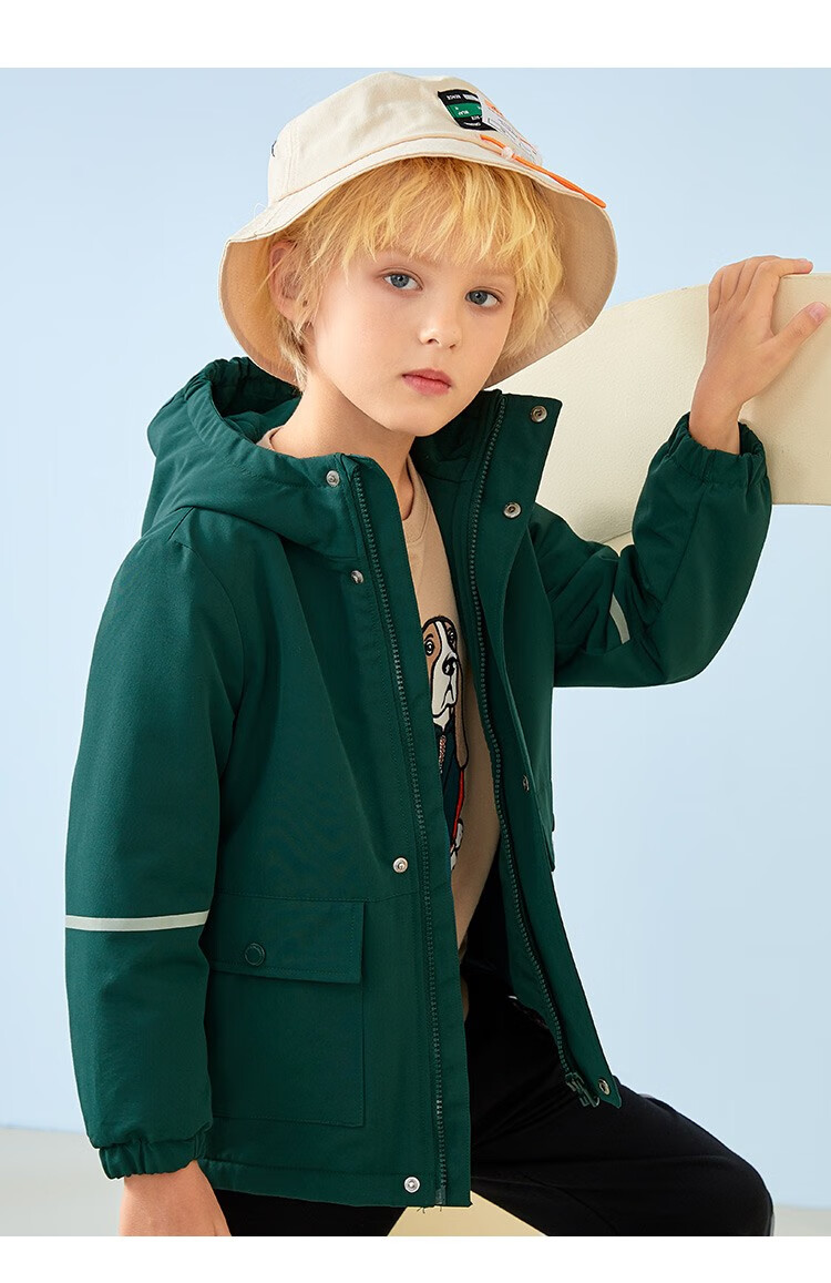 童装厚风衣男童2021年冬季新款中大童工装连帽冬季保暖厚外套潮流时尚