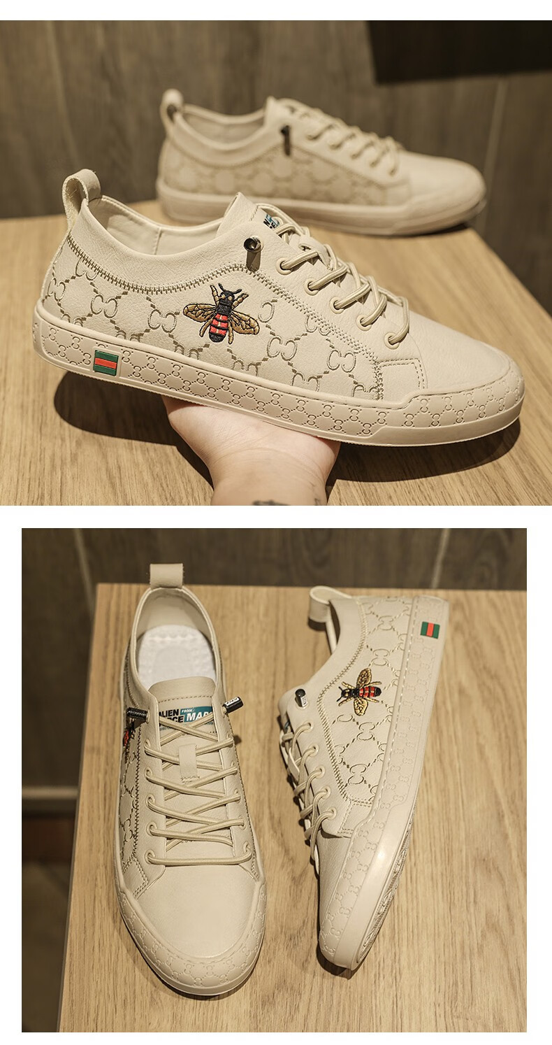 mike balter鞋子男休闲鞋男新款欧洲站缝底刺绣透气小蜜蜂男鞋板鞋时