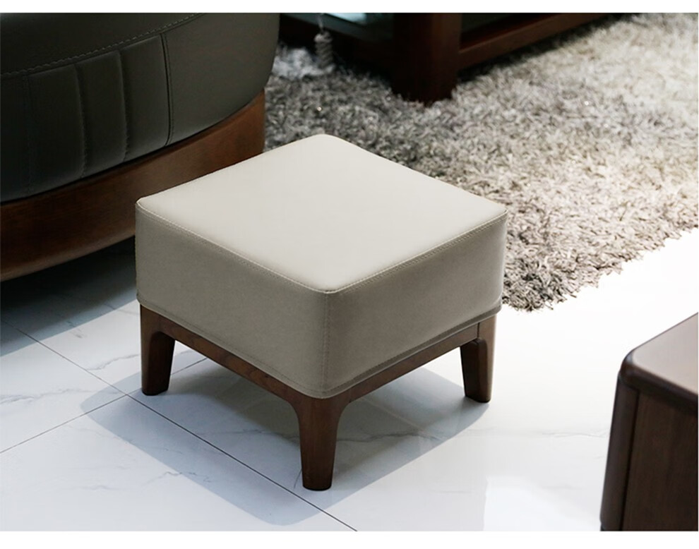 双叶家具现代中式方凳沙发皮凳实木方凳经典色