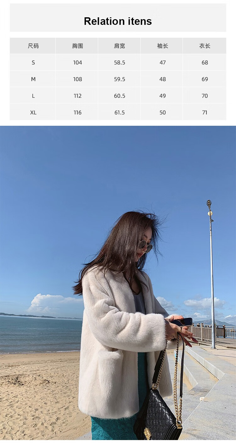 狄派斯 进口貂皮大衣女士小母貂整貂水貂天鹅绒年轻皮草外套 银蓝貂