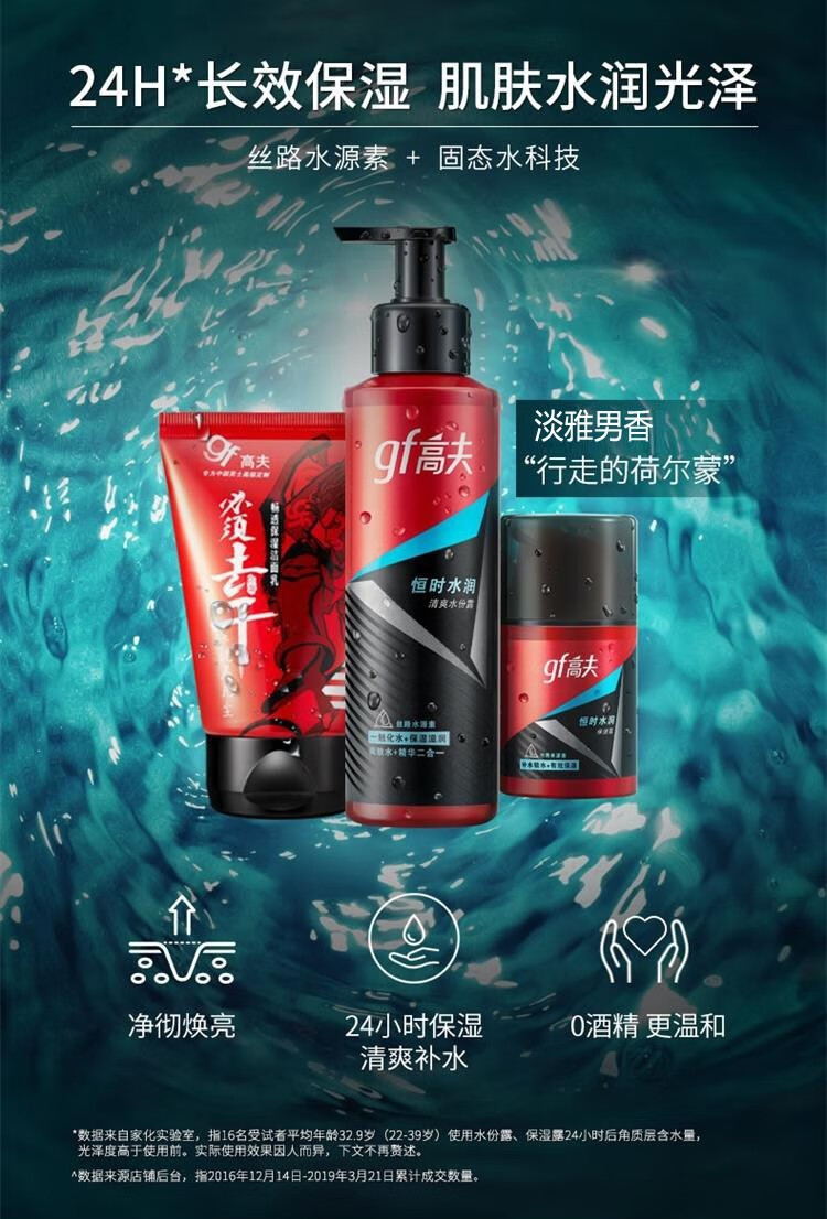 高夫男士护肤化妆品套装补水保湿控油去黑头收缩毛孔面部护理礼盒洗面