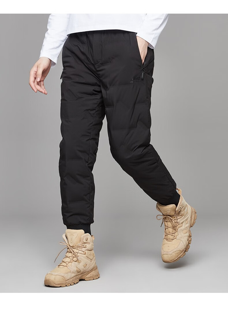 官方旗舰jeep吉普男裤2020羽绒裤男士保暖加厚运动裤男款休闲羽绒长