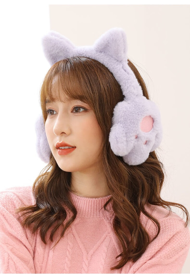 仿兔毛耳罩女冬天保暖耳套网红新款韩版可爱猫爪护耳朵捂耳包耳暖女