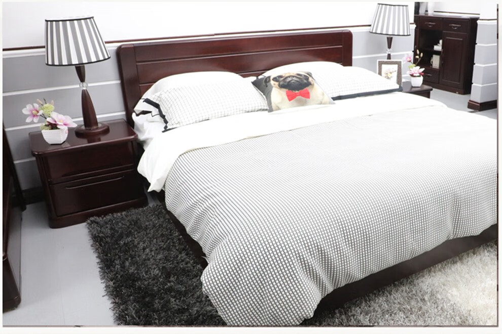 双叶家具品质经济实木双人床单人床红橡木轻奢床现代简约高低箱床经典