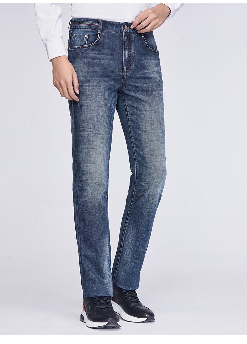 百斯盾bestn春季男下装长裤牛仔裤中直筒裤中直筒裤长裤常规弯腰弯腰