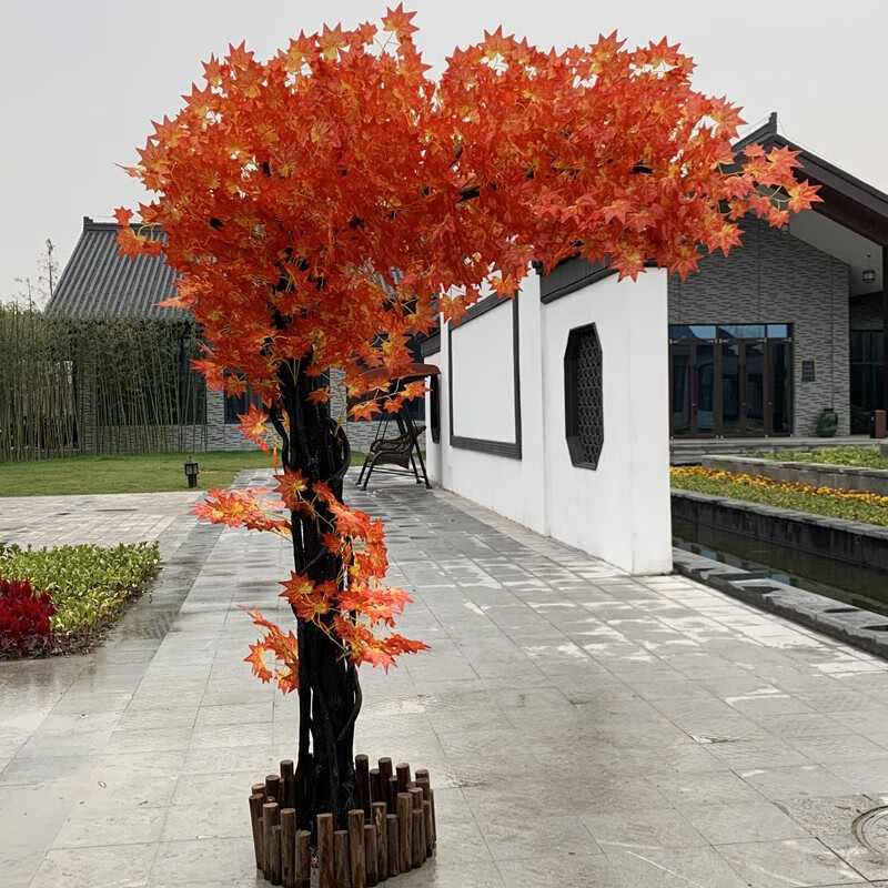 仿真红枫树枫叶树假树造型树假红枫酒店商场景观装饰树大型红枫树室内