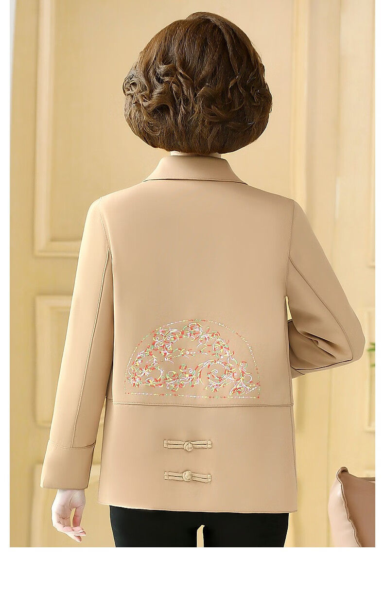 QIUFULUO 2026 Mom's Spring New Fashion Jacket Chinese Style Middle-aged and Elderly Women's Spring and Autumn Coat for 50s and 60s Stylish Clothing 14