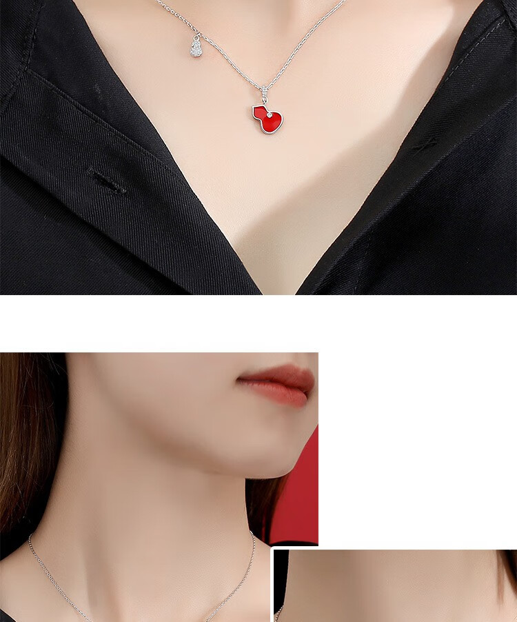 法卡曼(facaman)轻奢品牌 红麒麟葫芦项链女纯银锁骨