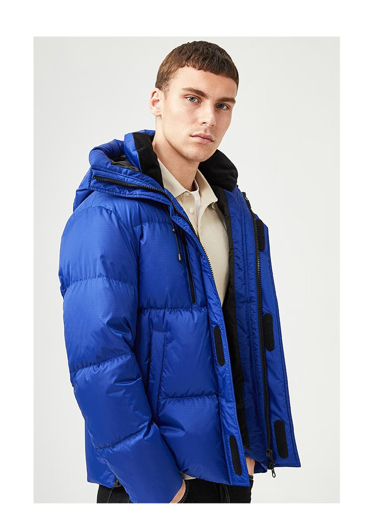 navigare意大利小帆船羽绒服男加厚冬装连帽保暖外套休闲防寒服黑xxl