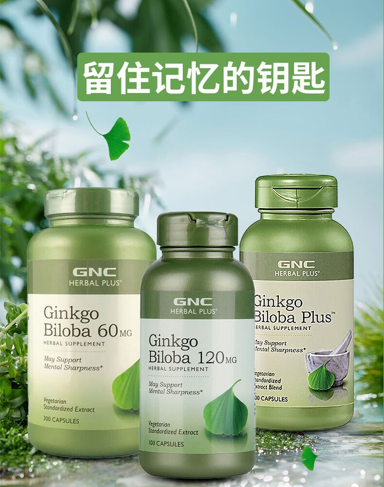 叶片银杏叶精华胶囊中老年保健品美国原装进口银杏叶精华120mg100粒