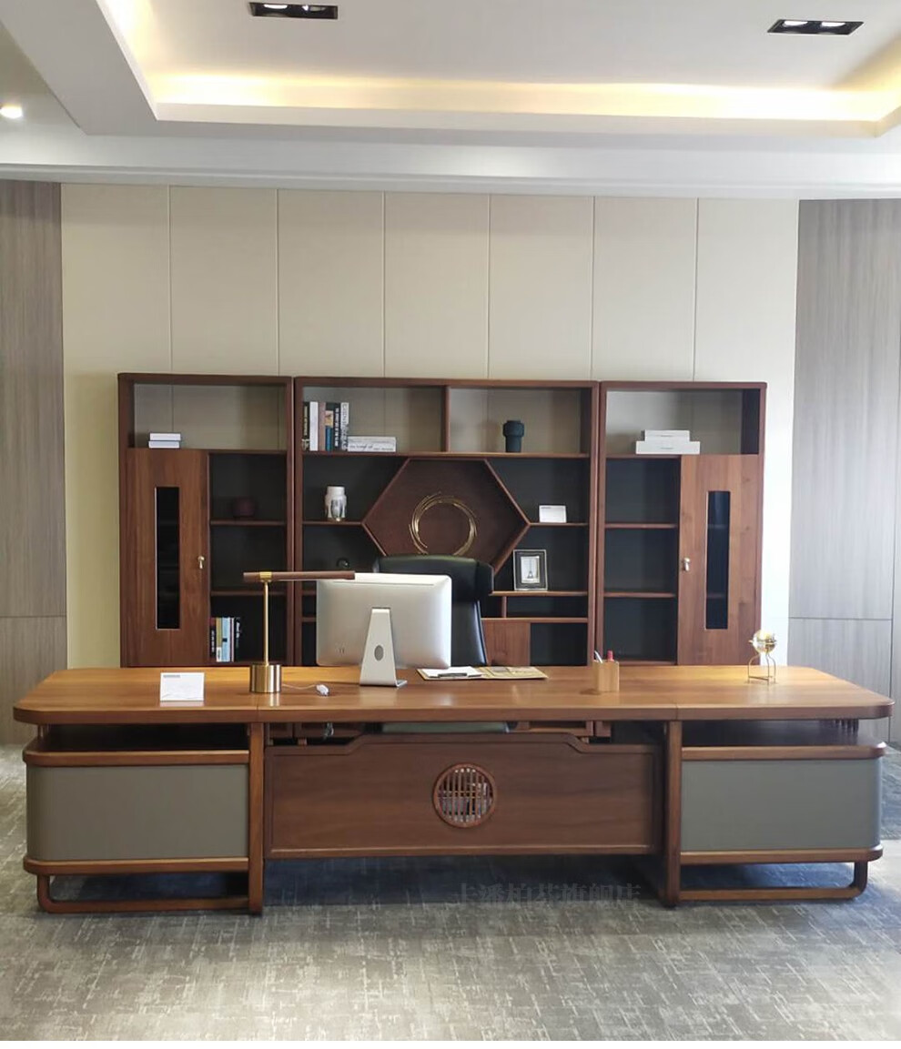 卡潘柏芬(hapibyph)中式实木油漆老板桌总裁桌现代创意办公家具单人