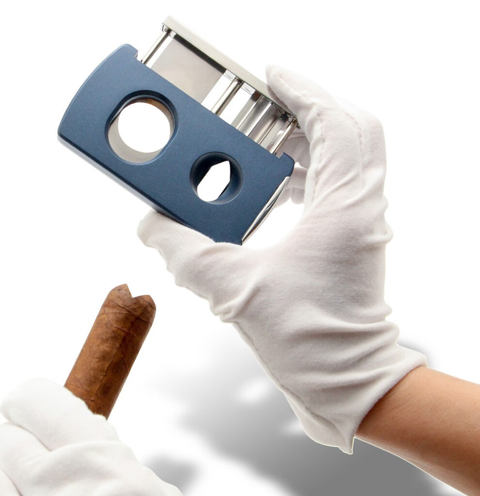 lafuli三合一多功能雪茄剪雪茄打孔器雪茄鱼雷剪v剪大口径平剪深蓝色
