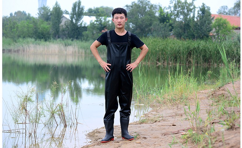 下水裤 抓鱼裤防水裤下水裤雨裤带水鞋连体全身千里雨男半身水衣耐磨