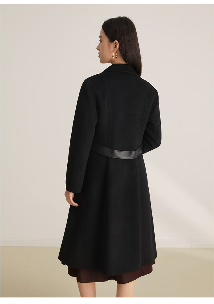 goobgs谷邦2022年秋季新款100%绵羊毛中长款双面呢单排扣复古典雅大衣