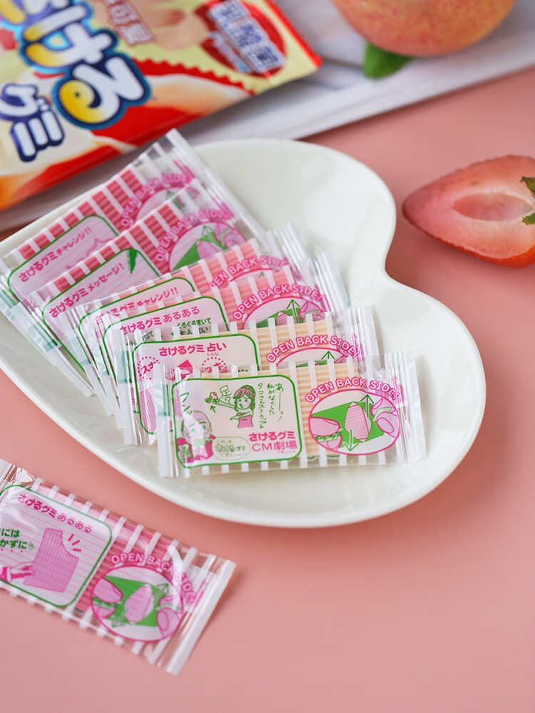 萨可爱葡萄桃子乳酸菌软糖网红超长条手撕软糖果悠哈酸柠檬味短款3袋